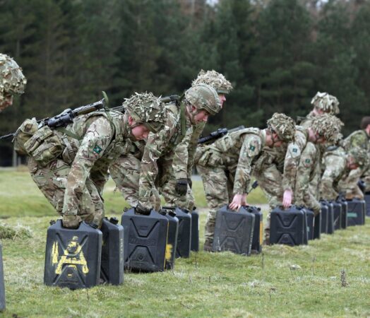 Reserves carrying jerry cans