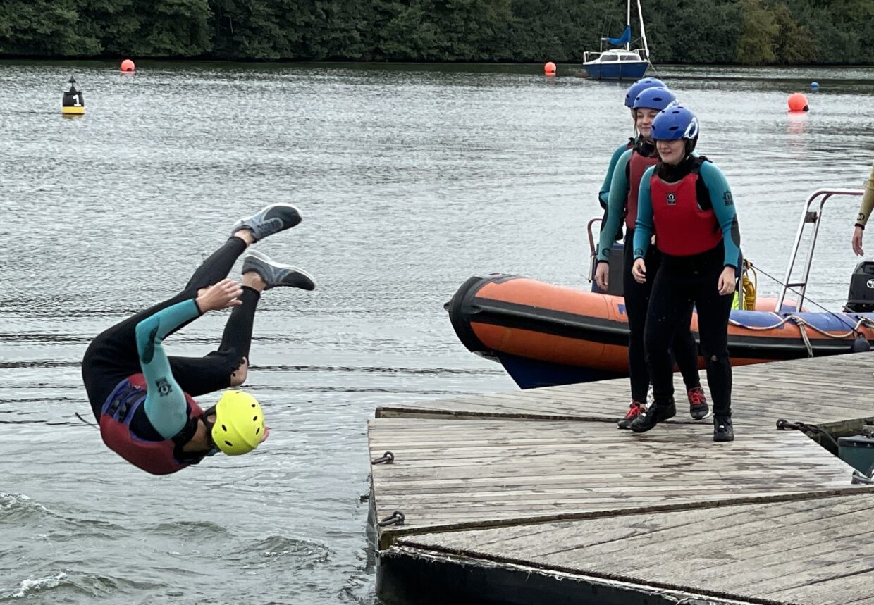 Cadet somersaults into a lake